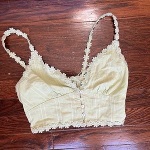 Light green crop top with floral straps